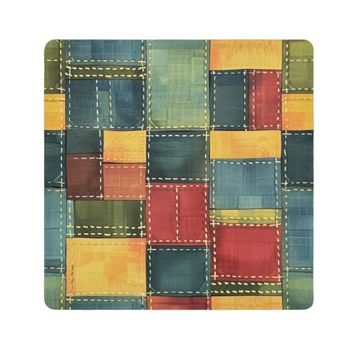 EtherSpher Make-up-Tasche mit buntem Denim-Hintergrund, Kameralinse, Schutztuch, Reise-Make-up, Organizer, Wickeltasche, 55 x 55 cm, für Damen, Bunter Denim-Hintergrund, 21.7x21.7in von EtherSpher