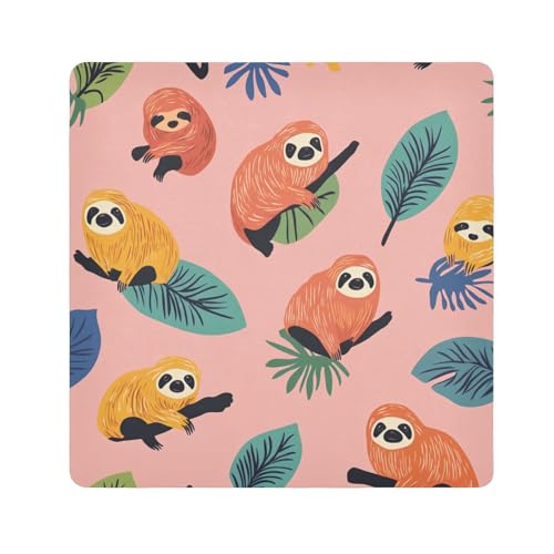 EtherSpher Make-up-Tasche mit buntem Faultier, Rotgold, Kamera-Objektivtuch, magischer Make-up-Tasche, Organizer, 55 x 55 cm, Wickeltasche für Damen, Buntes Faultier, Rotgold, 21.7x21.7in von EtherSpher