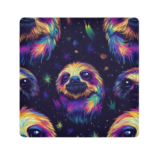 EtherSpher Make-up-Tasche mit buntem Neon-Faultier, magischer Aufkleber, Reise-Kulturbeutel, Organizer, 55 x 55 cm, Verpackung für Organisation, Buntes Neon-Faultier, 21.7x21.7in von EtherSpher