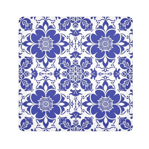 EtherSpher Make-up-Tasche mit elegantem blauem Muster, selbstklebend, Reise-Organizer, 55 x 55 cm, für Damen, Elegantes blaues Muster, 21.7x21.7in von EtherSpher