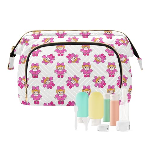 EtherSpher Make-up-Tasche mit niedlichem Cartoon-Motiv, Pfirsichpuppe, leicht, Kulturbeutel für Damen, Make-up-Perioden-Tasche für Schmuck-Organizer, Niedliche Pfirsich-Puppe, 1 size von EtherSpher