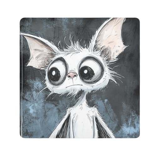 EtherSpher Make-up-Tasche mit niedlichem Cartoon-Motiv, für Halloween, Fledermaus, magisch, 55 x 55 cm, für Damen, Niedlicher weißer Halloween-Fledermaus, 21.7x21.7in von EtherSpher