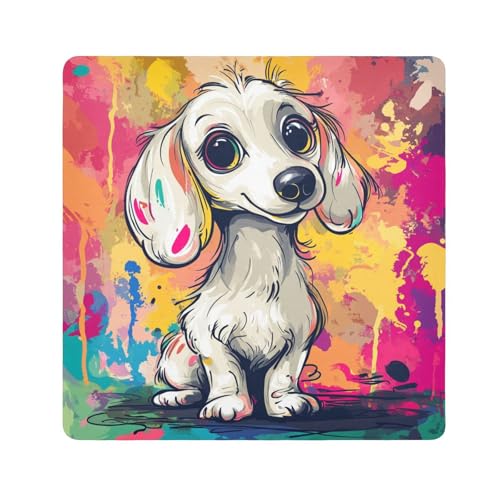 EtherSpher Make-up-Tasche mit niedlichem Cartoon-Motiv, für Kamera-Objektiv, selbstklebend, 55 x 55 cm, für Damen, Niedlicher weißer Hund im Cartoon-Design, 21.7x21.7in von EtherSpher