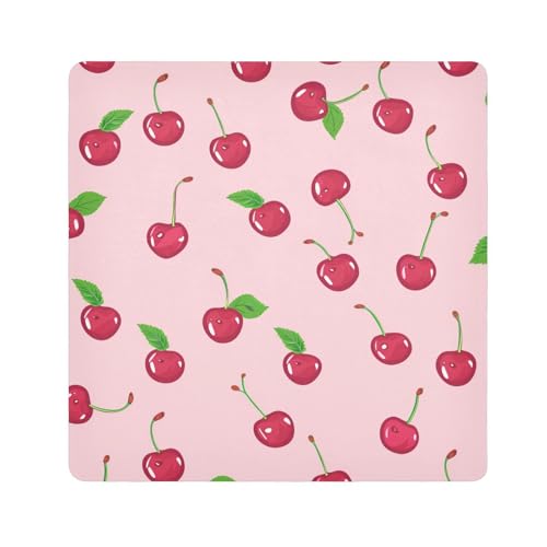 EtherSpher Make-up-Tasche mit niedlichem Kirschmuster, tragbare Reisetasche, Organizer, 55 x 55 cm, Verpackung für Organisation, Niedliches Kirschmuster, 21.7x21.7in von EtherSpher