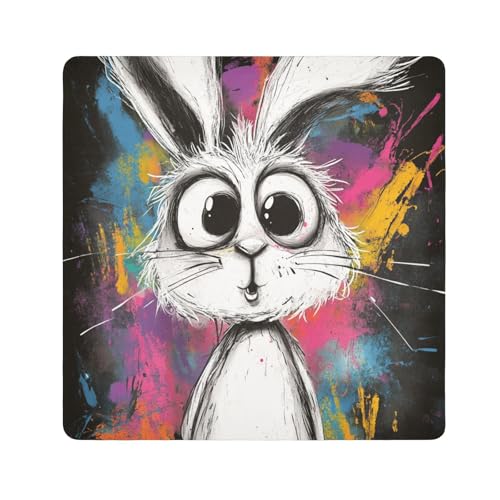 EtherSpher Make-up-Tasche mit niedlichem weißem Kaninchen-Motiv, für Kamera, Objektiv, magischer Aufkleber, Reise-Kulturbeutel, Organizer, 55 x 55 cm, für Damen, Niedliches weißes Kaninchen, von EtherSpher