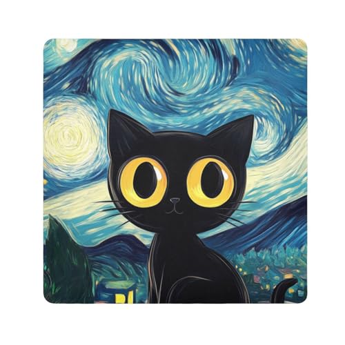 EtherSpher Make-up-Tasche mit niedlicher schwarzer Katze, Kamera-Objektiv, schützendes Make-Up-Organizer, 55 x 55 cm, für Damen, Cartoon-niedliche schwarze Katze, 21.7x21.7in von EtherSpher