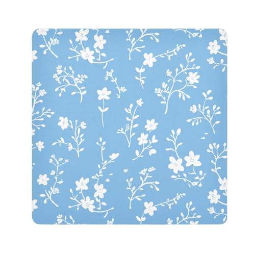 EtherSpher Make-up-Tasche mit romantischen Blumen, Kamera-Objektivtuch, tragbare Reisetasche, Organizer, Wickeltasche, Kosmetik-Organizer für Reisen, 55 x 55 cm, Blau und Weiß, Blaue und weiße von EtherSpher