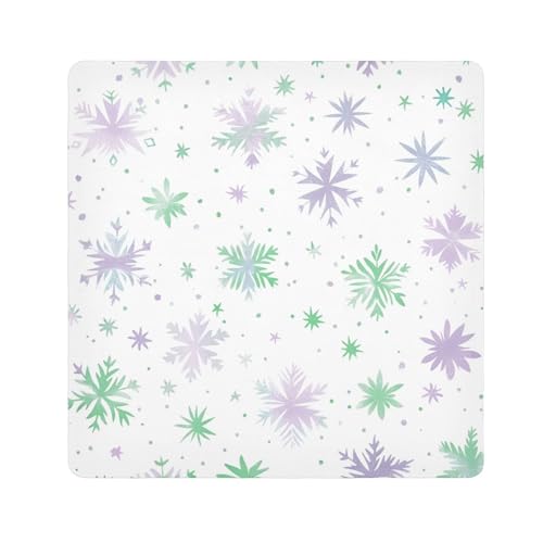 EtherSpher Make-up-Tasche mit weihnachtlichen Schneeflocken, Kamera-Objektivtuch, magischer Make-up-Tasche, Organizer, 55 x 55 cm, Violett / Grün, Lila-grüne Weihnachtsschneeflocken, 21.7x21.7in von EtherSpher