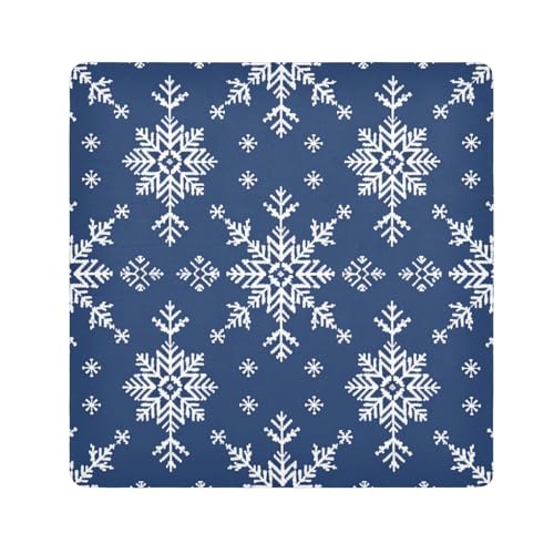 EtherSpher Make-up-Tasche mit weihnachtlichen Schneeflocken, Kameralinse, Schutztasche, Reisetasche, Organizer, 55 x 55 cm, Blau und Weiß, Blaue und weiße Schneeflocken, 21.7x21.7in von EtherSpher