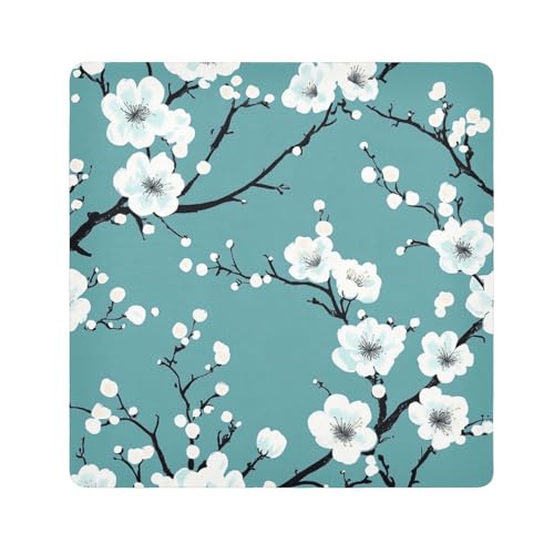 EtherSpher Make-up-Tasche mit weißen grünen Blumen, für Kamera-Objektiv, magisch, selbstklebend, 55 x 55 cm, für Damen, Weißgrüne Blumen, 21.7x21.7in von EtherSpher