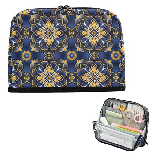 EtherSpher Mandala-Gold-Federbox, großes Fassungsvermögen, Make-up-Tasche, Mehrzweck-Schreibwaren-Tasche für Studenten, Reisen, Lapicera para ninas von EtherSpher