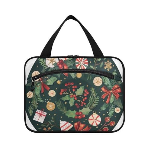 EtherSpher Merry Christmas Green Christmas Green Christmas Tree Hanging Travel Bags for Men with Hook Designer Compact Bag with compartments for dad hotel estuche para brochas maquillaje L, Grüner von EtherSpher