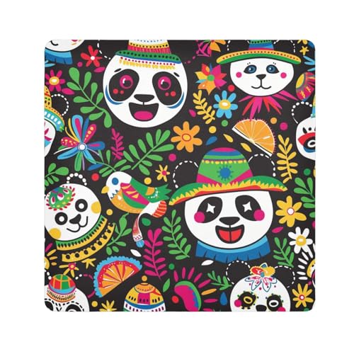 EtherSpher Mexico Cinco de Mayo Pandas Make-up-Tasche für Kamera-Objektiv, selbstklebend, Reisetasche, Organizer, 55 x 55 cm, für Damen, Mexiko Cinco De Mayo Pandas, lebendige Farben, 21.7x21.7in von EtherSpher