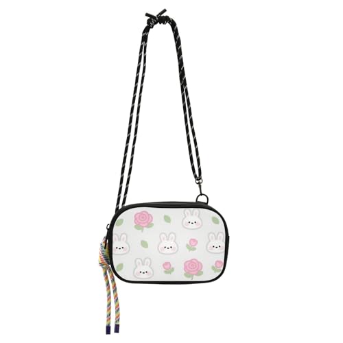 EtherSpher Mini-Umhängetasche mit niedlichem Cartoon-Hasen-Motiv, für Herren, modisch, mit verstellbarem Riemen, kleine Umhängetasche für Wandern, Reisen von EtherSpher