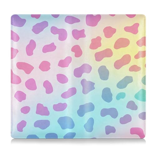 EtherSpher Modischer Regenbogen-Leopardenmuster, Leder, Auto-Registrierung, Versicherung und Ausweishalter, Auto-Handschuhfach-Organizer für wichtige Dokumente, Führerschein, Karten von EtherSpher