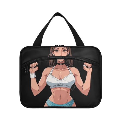 EtherSpher Muscular Beauty Make-up-Tasche zum Aufhängen mit Fächern mit Haken, multifunktionaler Designer-Make-up-Tasche für Reisende, Reise, Organizer de Maquillaje para L, Muskulöse Schönheit, Large von EtherSpher