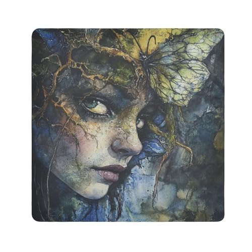 EtherSpher Mysterious Beauty Make-up-Tasche, Stoff, selbstklebend, Kosmetiktasche, Reisetasche, Organizer, 55 x 55 cm, für Damen, Geheimnisvolle Schönheit, 21.7x21.7in von EtherSpher