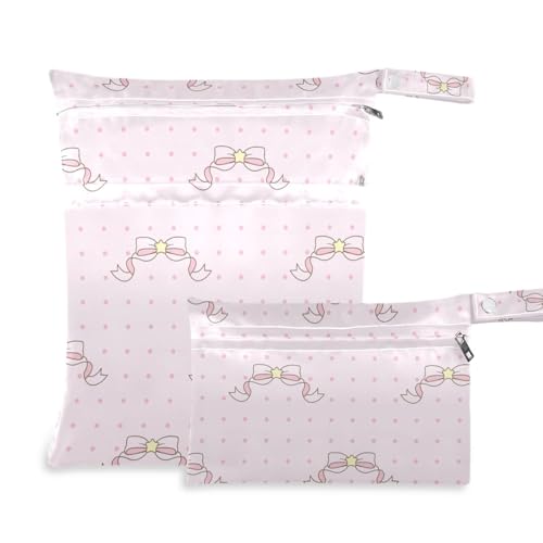 EtherSpher Nasse Wickeltasche mit niedlicher rosa Schleife, 2 Stück, Reiseutensilien für Babys, mit Griffen, für Reisen, Strand EtherSpher Nasse Wickeltasche mit niedlicher rosa Schleife, 2 Stück, Reiseutensilien für Babys, mit Griffen, für Reisen, Strand von EtherSpher