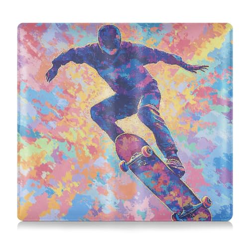 EtherSpher Neon Cyberskateboarders Premium-Leder-Auto-Registrierungs- und Versicherungskartenhalter, Auto-Handschuhfach-Organizer für jedes Auto, LKW, Motorrad, Anhänger oder Boot von EtherSpher