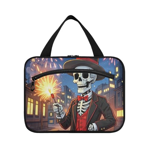 EtherSpher New Year Skeleton Unique Firework Hanging toiletry kit for men with hook, designer multifunctional toiletry bags for adults cruises bolsas de maquillaje para mujer L, Einzigartiges von EtherSpher