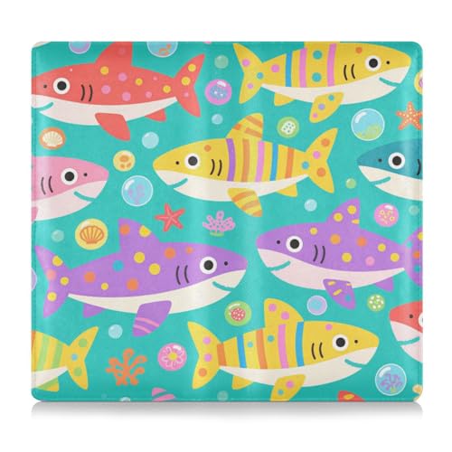 EtherSpher Niedliche Cartoon-Haie, hochwertiges Leder, Auto-Registrierungs- und Versicherungskartenhalter, Handschuhfach, Organizer für Dokumente, Karten, Führerschein von EtherSpher