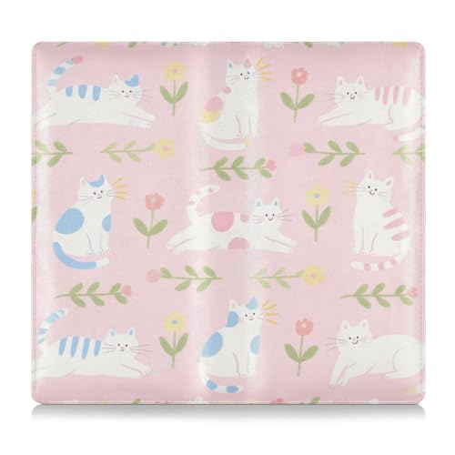 EtherSpher Niedliche Cartoon-Katze, PU-Leder, Registrierungs- und Versicherungskartenhalter, Brieftasche, Zubehör, Etui für wichtige Dokumente, Führerschein, Karten von EtherSpher