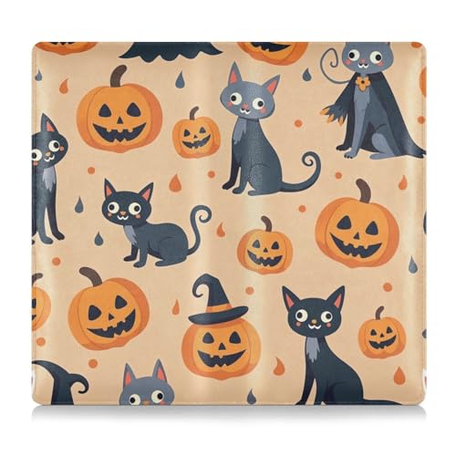 EtherSpher Niedliche Halloween-Katzen, schwarz, PU-Leder, Toursuit, Auto-Registrierungs- und Versicherungskartenhalter, Fahrzeug-Handschuhfach-Organizer für Karten, unverzichtbare Dokumente von EtherSpher