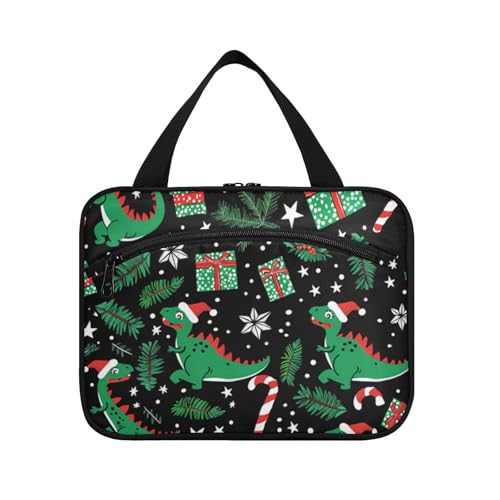 EtherSpher Niedliche "Merry Christmas"-Dinosaurier-/Zuckerstangen-hängende Herren-Kulturbeutel mit Haken, Designer-Uni-Bürstentasche für Reiseutensilien, Kreuzfahrten, Cartera Para Maquillaje L von EtherSpher