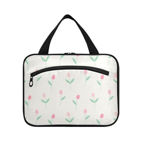 EtherSpher Niedliche rote Tulpen Hängetasche für Reisen mit Haken, Designer-Make-up-Tasche, Organizer für Mutter, Fitnessstudio, Estuches Para Maquillaje L, Niedliche rote Cartoon-Tulpen, Large von EtherSpher