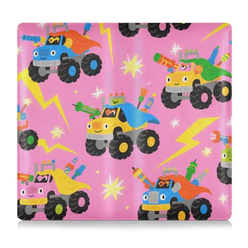 EtherSpher Niedlicher Cartoon-Truck, PU-Leder, Auto-Registrierungs- und Versicherungskartenhalter, perfekte Auto-Essentials Geldbörse für Führerschein, Karten und wichtige Dokumente von EtherSpher