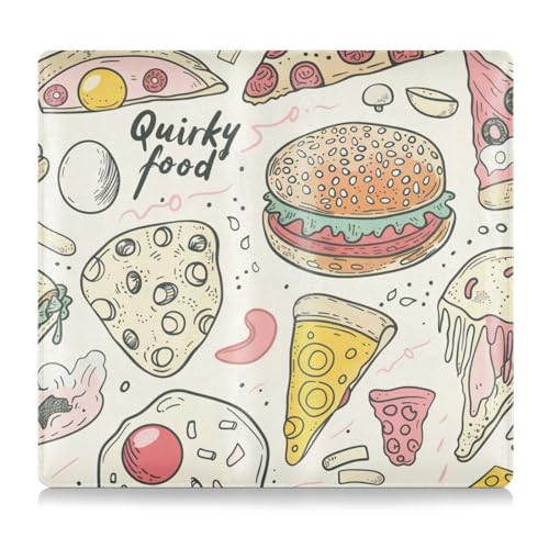 EtherSpher Niedliches Cartoon-Doodle Pizza, Premium-Leder, Auto-Registrierungs- und Versicherungskartenhalter, Fahrzeug-Handschuhfach-Organizer für Ausweis, Führerschein, von EtherSpher