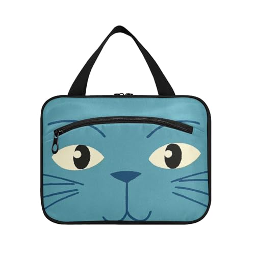 EtherSpher Niedliches Cartoon-Katzengesicht zum Aufhängen, Reisegröße, Toilettenartikel für Herren, mit Haken, wasserdichte Designer-Kosmetiktasche für Damen, Rucksackreisen, Estuche Para Guardar von EtherSpher