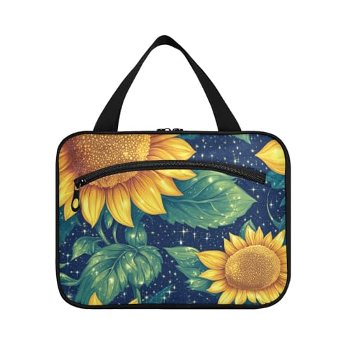 EtherSpher Parents' Day Schöne Sonnenblumen-gelbe Hängetasche für Herren mit Haken, kompakte Designer-Rasiertasche für Herren, Zubehör für Frauen, Kreuzfahrten, Esuche Para, Guardar Maquillaje L von EtherSpher