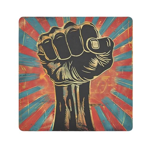 EtherSpher Protest Faust Illustration Reisetasche, Kamera-Objektivtuch, selbstklebend, Kosmetiktasche, Organizer, 55 x 55 cm, Wrapper Make-up für Frauen, Protest Faust Illustration, 21.7x21.7in von EtherSpher