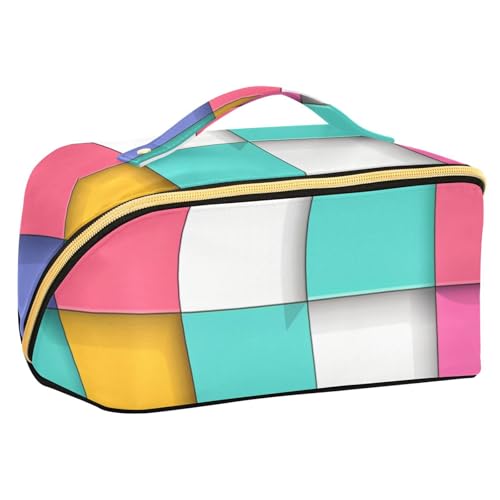 EtherSpher Quadratische Kosmetiktasche mit Trennwänden, stilvolle Kosmetiktasche für Damen, vertikal, freistehend von EtherSpher