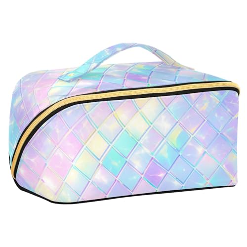 EtherSpher Rainbow Dragon Scales Kosmetiktasche mit Trennwänden, leichte Reise-Kosmetiktasche für Damen, Reisegröße, Zubehör von EtherSpher