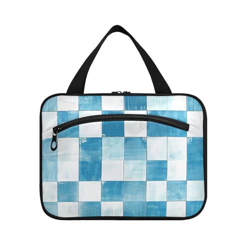 EtherSpher Rasiertasche zum Aufhängen, für Herren, mit Haken, wasserdicht, Kosmetiktasche für Reisen, Kosmetiktasche für Reisen, Badezimmer, Organizer, Hellblau und Weiß, Hellblau-weißes Karomuster EtherSpher Rasiertasche zum Aufhängen, für Herren, mit Haken, wasserdicht, Kosmetiktasche für Reisen, Kosmetiktasche für Reisen, Badezimmer, Organizer, Hellblau und Weiß, Hellblau-weißes Karomuster von EtherSpher