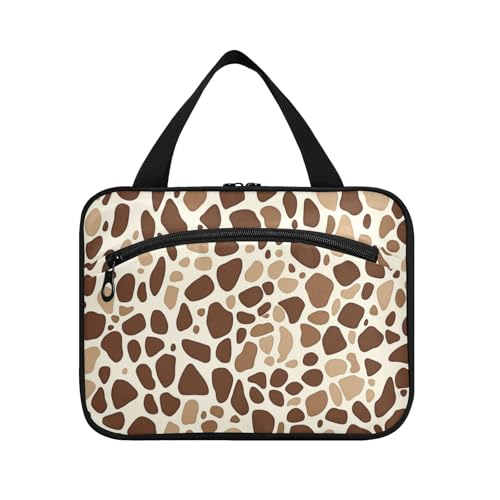 EtherSpher Reise-Kulturartikel mit Giraffenmuster, braun, zum Aufhängen, mit Haken, Designer-Essentials-Tasche für Toilettenartikel für Männer, Arbeit, Bolsos Para Hombre L, Giraffenfellmuster, braun von EtherSpher