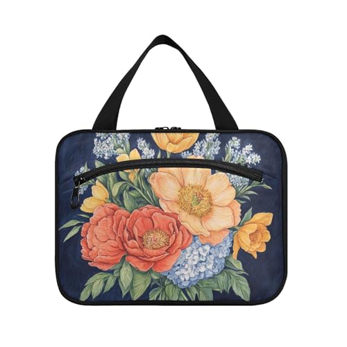 EtherSpher Reise-Kulturbeutel für Herren, Retro-Blumen mit Farbe, Ölgemälde, mit Haken, tragbare Designer-Tasche für Reisende, Toilette, Bolso Para Maquillaje L, Retro-Blumen mit farbigem Ölgemälde EtherSpher Reise-Kulturbeutel für Herren, Retro-Blumen mit Farbe, Ölgemälde, mit Haken, tragbare Designer-Tasche für Reisende, Toilette, Bolso Para Maquillaje L, Retro-Blumen mit farbigem Ölgemälde von EtherSpher