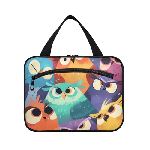 EtherSpher Reise-Kulturbeutel mit niedlichem buntem Vogelmotiv, zum Aufhängen, mit Haken, Designer-Make-up-Tasche für Auto, Zubehör für Damen, Hotel, Bolso Para, Maquillaje L, Niedlicher, bunter von EtherSpher