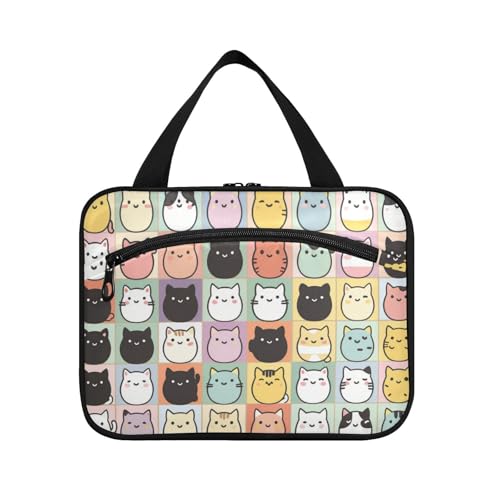 EtherSpher Reise-Kulturbeutel mit niedlicher Cartoon-Katze, zum Aufhängen, mit Haken, multifunktionaler Designer-Rasiertasche für Männer, für Mütter, Reisen, Bolso Para Maquillaje L, Cartoon-Katze EtherSpher Reise-Kulturbeutel mit niedlicher Cartoon-Katze, zum Aufhängen, mit Haken, multifunktionaler Designer-Rasiertasche für Männer, für Mütter, Reisen, Bolso Para Maquillaje L, Cartoon-Katze von EtherSpher