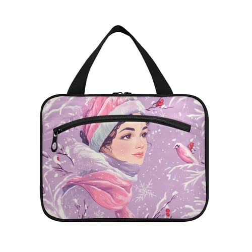 EtherSpher Reise-Kulturbeutel zum Aufhängen, mit Haken, schicker Designer-Hautpflegebeutel für Damen, Reisen, Urlaub, Bolso Para Maquillaje L, Pastell Snow Purple, Large von EtherSpher