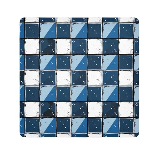 EtherSpher Reisebeutel mit blau-weißem Karomuster, selbstklebend, Make-up-Organizer, 55 x 55 cm, für Damen, Blau-weißes Karomuster, 21.7x21.7in von EtherSpher