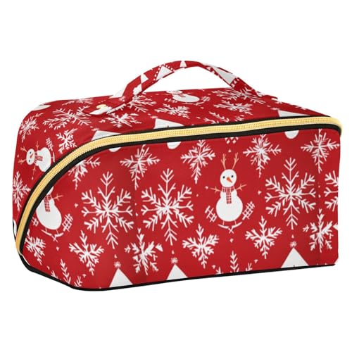 EtherSpher Reisetasche mit Trennwänden, leicht, zum Aufhängen, mit Fächern und Griff, Motiv: Merry Christmas, rote Schneeflocke von EtherSpher