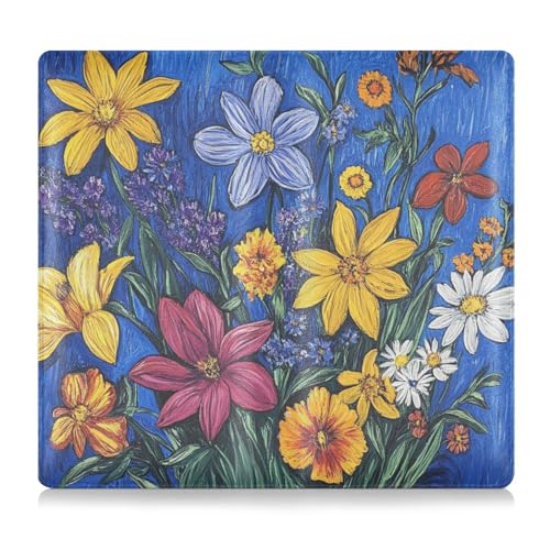 EtherSpher Retro-Blumen mit blauem Ölgemälde-Feeling, Premium-Leder, Registrierungs- und Versicherungskartenhalter, wesentliche Brieftaschen-Hülle für Dokumente, Karten, Führerschein von EtherSpher