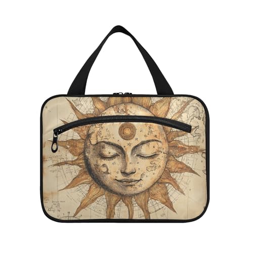 EtherSpher Retro Bohemian Tarot-Astrologie Stern Mond hängende Kulturtasche zum Aufhängen Reise Organizer mit Haken, Designer-Tragetasche für Reisen, Make-up, Camping, Bolso de Para Mujer L, Retro von EtherSpher