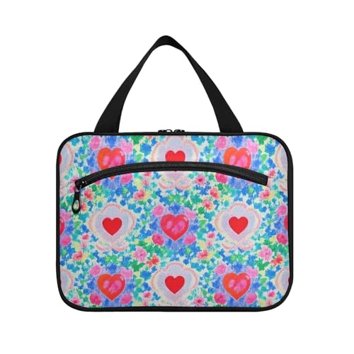 EtherSpher Retro-Herz, Pfirsichblumen, bunt, hängende Rasiertasche für Männer, Reisen, mit Haken, Designer-Kosmetiktasche für Papa, Toilette, Maletín para maquillaje L, Retro-Herz, Pfirsichblumen EtherSpher Retro-Herz, Pfirsichblumen, bunt, hängende Rasiertasche für Männer, Reisen, mit Haken, Designer-Kosmetiktasche für Papa, Toilette, Maletín para maquillaje L, Retro-Herz, Pfirsichblumen von EtherSpher