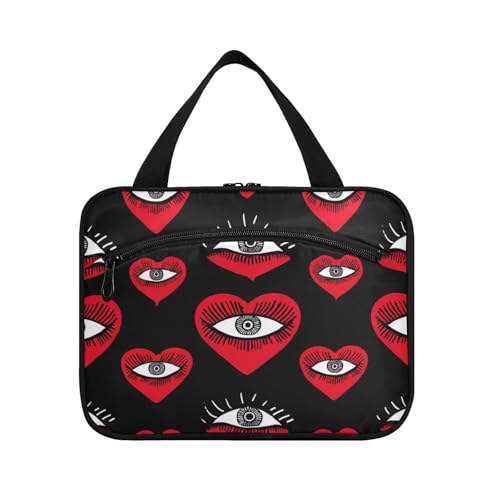 EtherSpher Rote Valentine Hot Love Hängetasche für Männer mit Haken, tragbare Designer-Make-up-Tasche, Organizer für Reiseutensilien, Toilette, Maleta Para Maquillaje L, Rote Valentine Hot Love, Large von EtherSpher