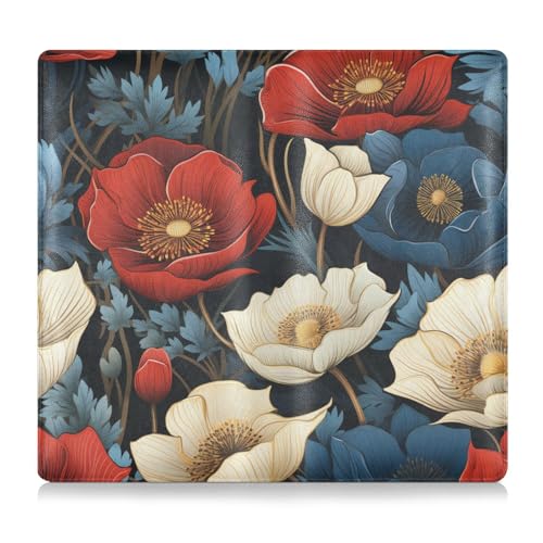 EtherSpher Rote und weiße Maismohnblume, hochwertiges Leder, Auto-Registrierung, Versicherung und Ausweishalter, Fahrzeug-Handschuhfach-Organizer für Dokumente, Karten, Führerschein von EtherSpher