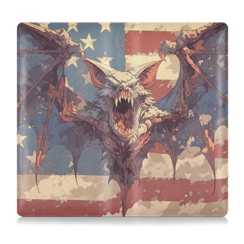 EtherSpher Scary Animal Vampir Fledermaus 4. Juli Unabhängigkeitstag PU-Leder Toursuit Auto Zulassung und Versicherungskartenhalter Handschuhfach Organizer für Karten, unverzichtbare Dokumentenfahrer von EtherSpher